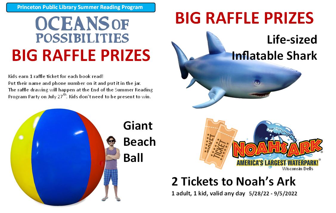 big raffle prizes giant beach ball inflatable shark Noah's ark tickets