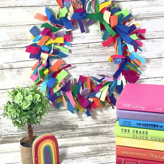 colorful felt scrap wreath