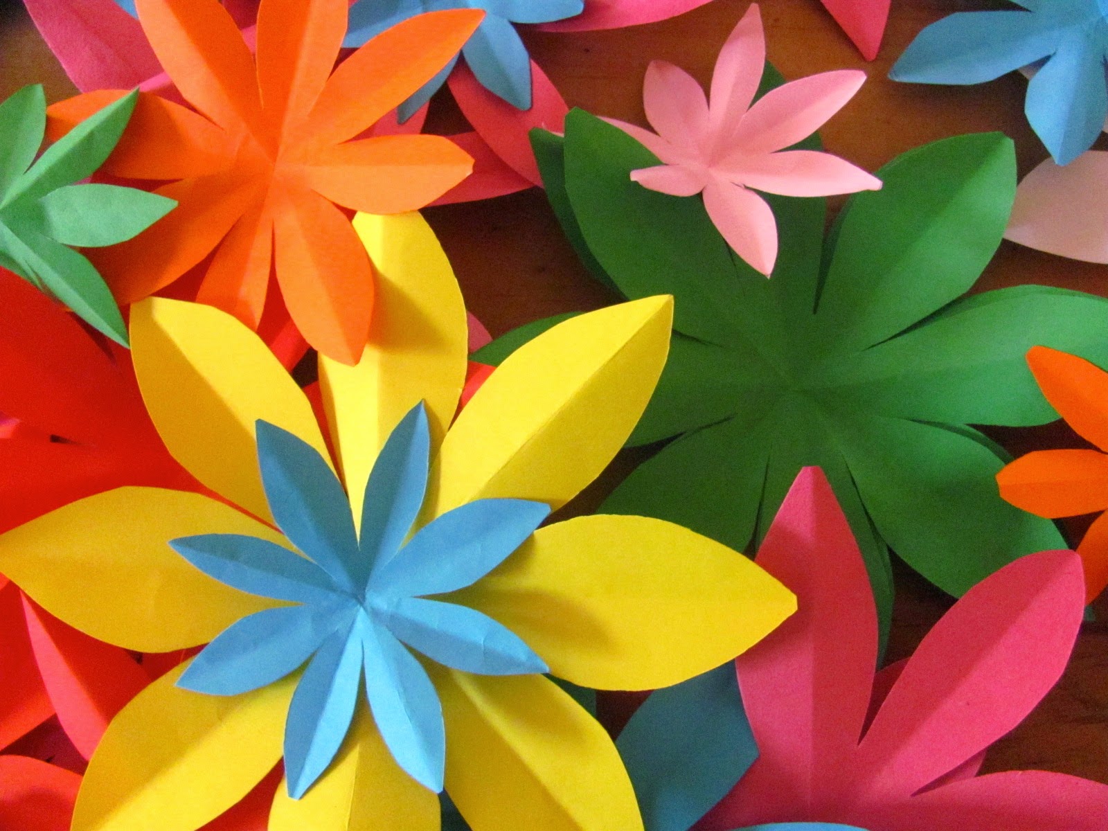large colorful 3D paper flowers