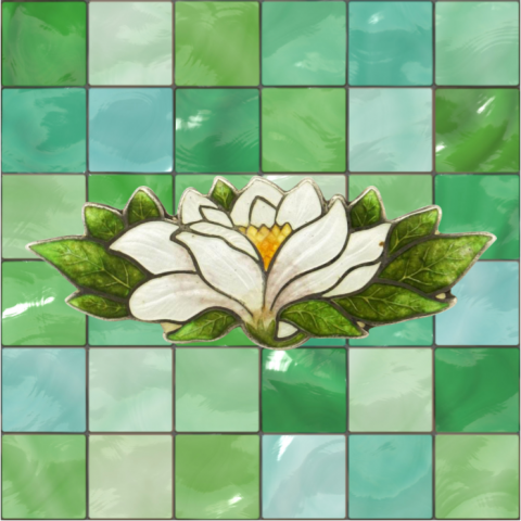 Lily on green tile