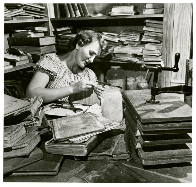 librarian working vintage photo
